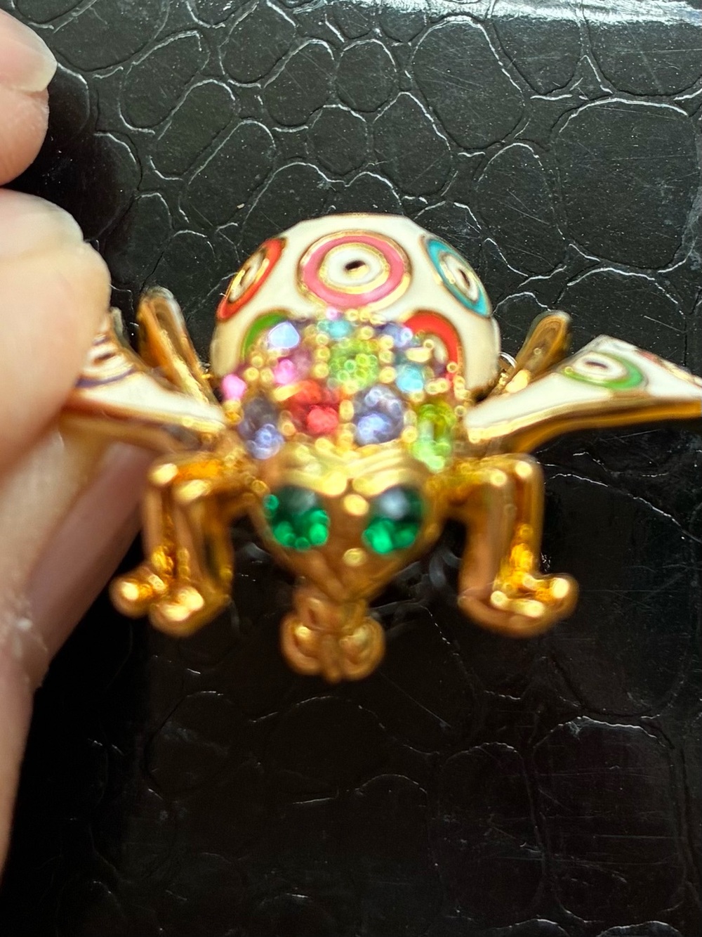 Joan Rivers Crystal eyed Evil Eye Pin/Brooch Enamel gold targets rhinestone. - Picture 3 of 6